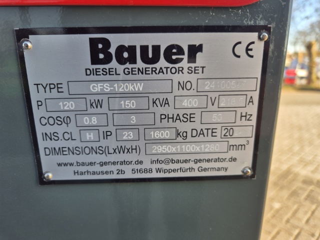 Bauer GFS-120 kW diesel generator